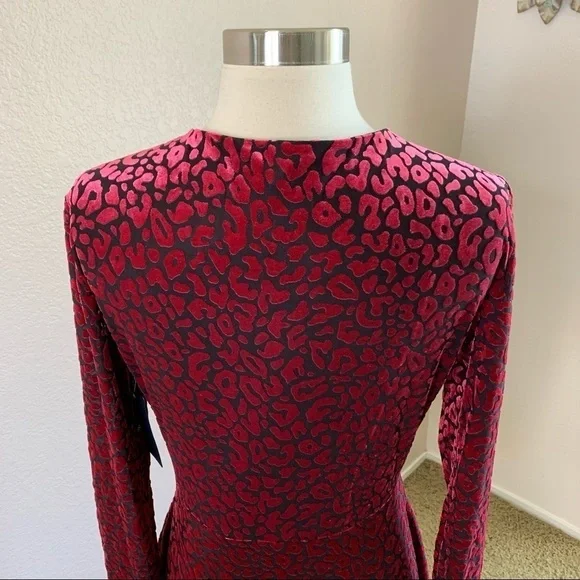 Rachel Roy Velvet Animal Print Faux Wrap Dress - Picture 6 of 14